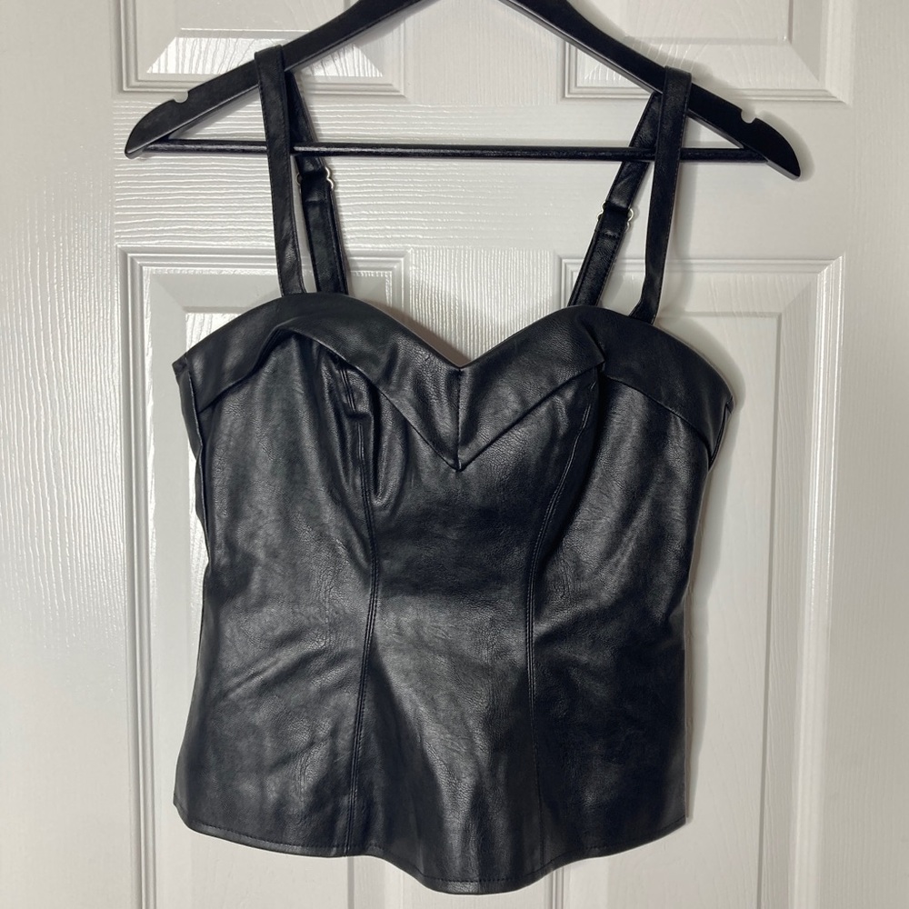 Vixen By Micheline Pitt Vegan Leather Maneater Top NWT